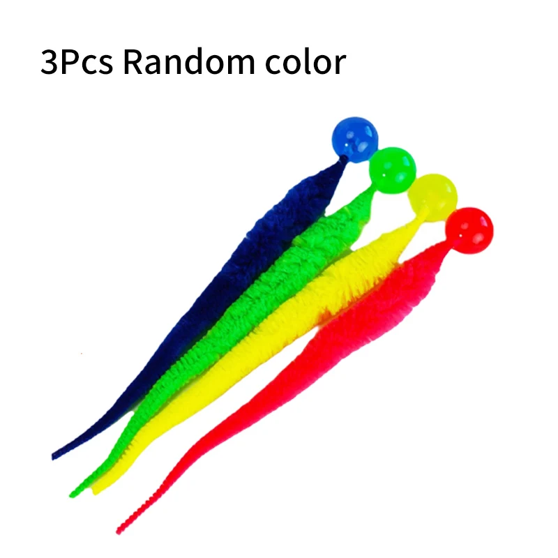 3 Teile/satz Haustier Spielzeug Raupe Elastische Ball Katze Spielzeug Regenbogen Wurm Springenden Ball Indoor Katze Raupe Elastische Interaktive Spielzeug