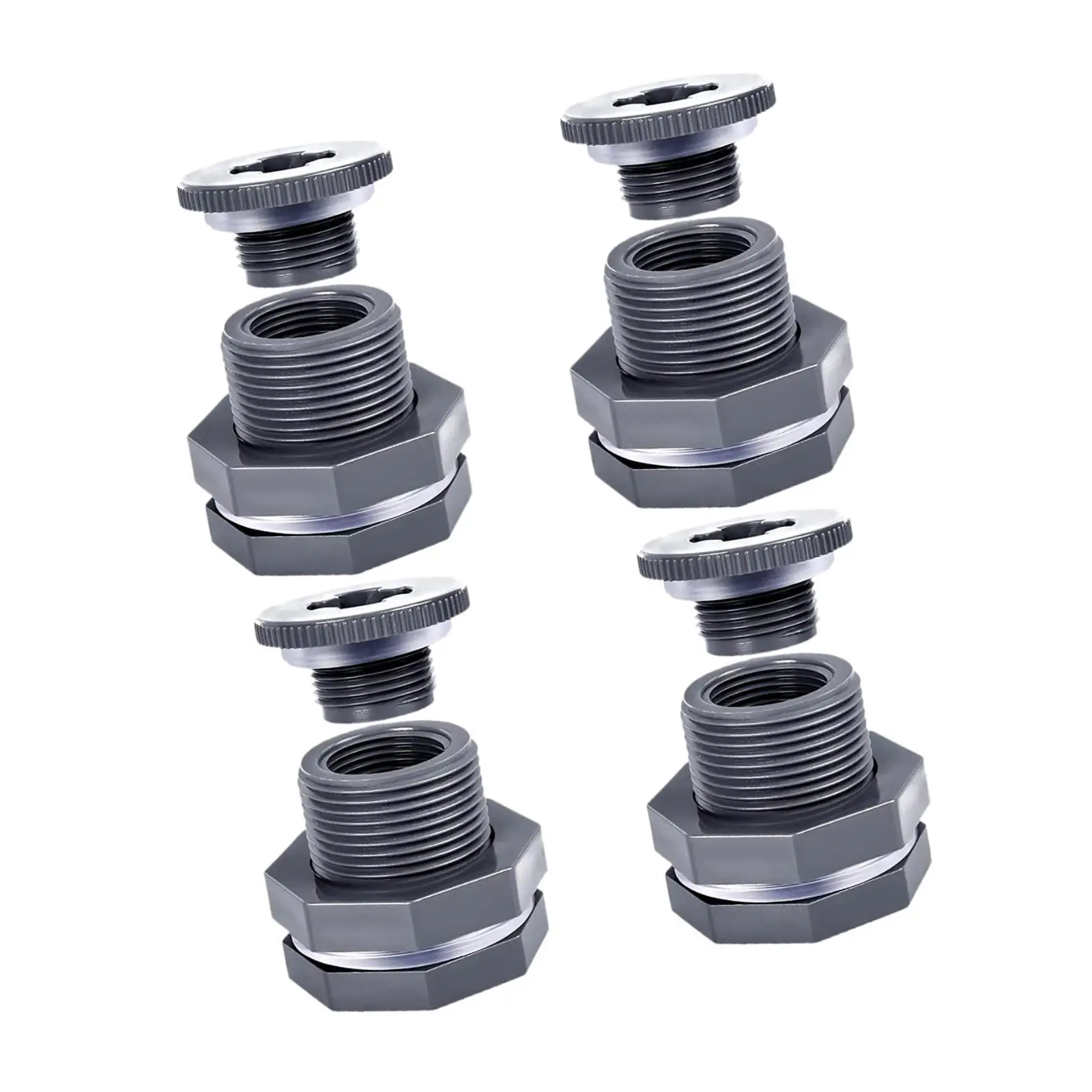 Bulkhead Water Tank Connector 3/4 Inch with Silicone Seal Gasket Pipe Fitting for Garden Hose