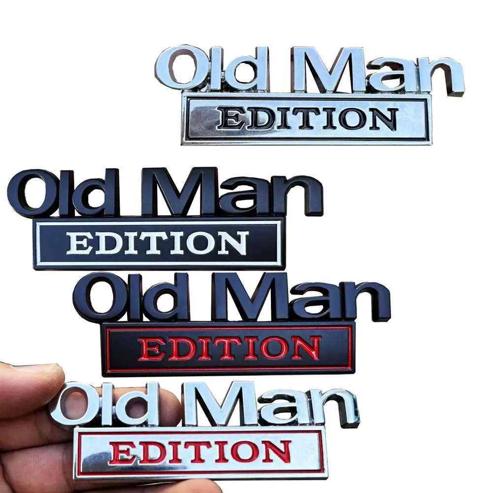 

Retro Old Man EDITION Car Badge Zinc Alloy Vintage Metal Emblem Waterproof Rust Proof Adhesive Back No Drill Installation