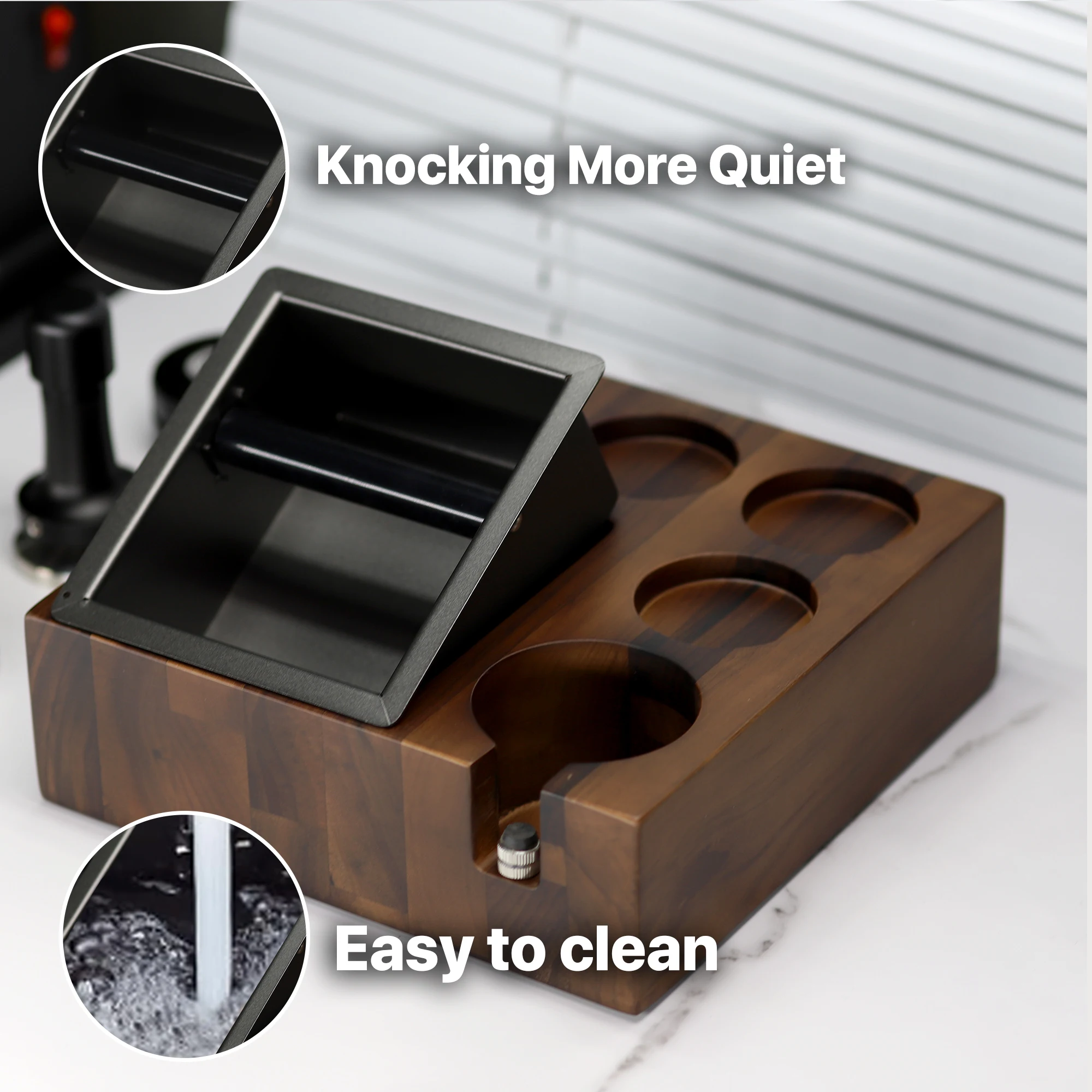 Coffee Portafilter Holder, Walnut Wood Stand, Espresso Coffee Knock Box, Support Base Rack, Coffee Accessories, 58mm 2