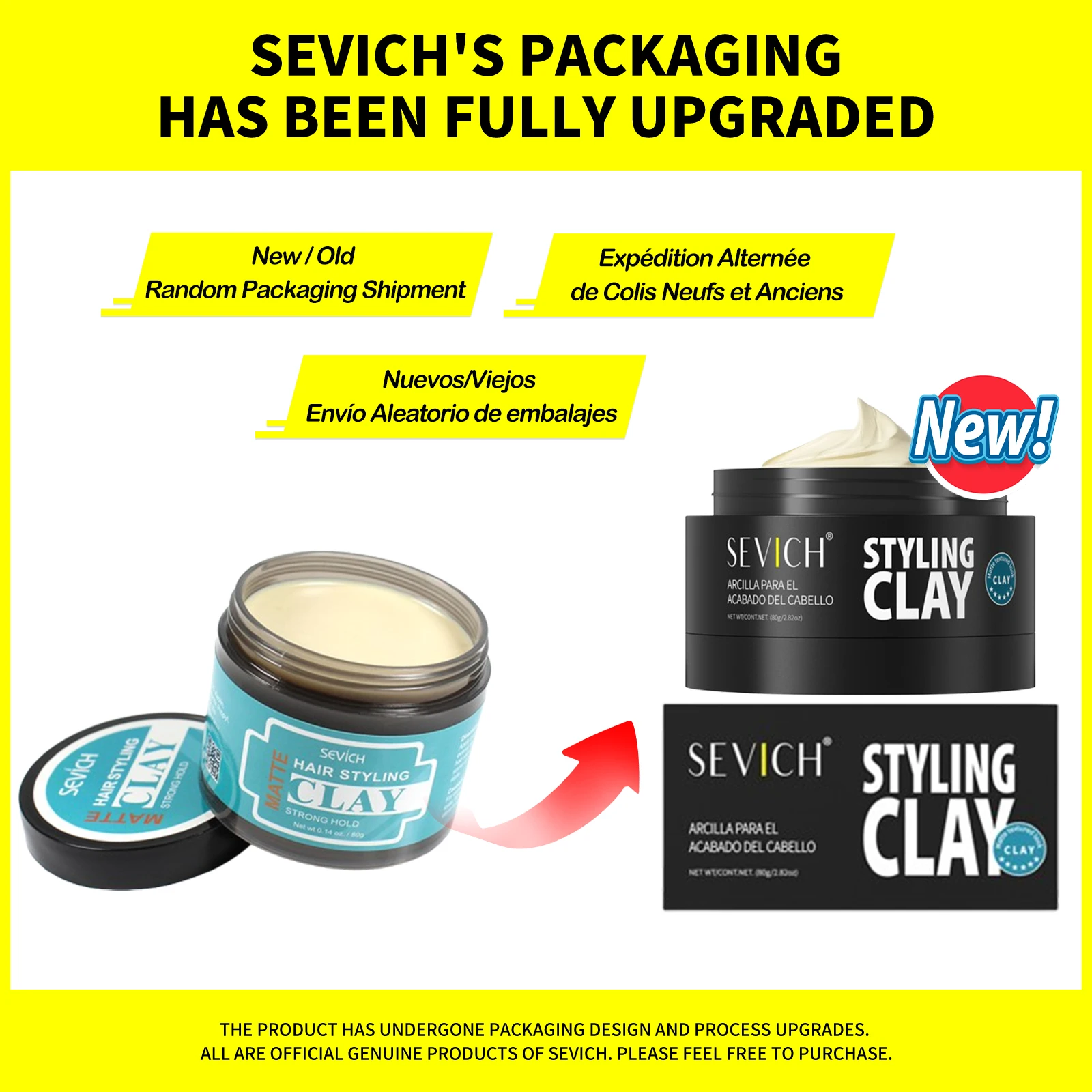 Sevich 80g Hair Brushed Clay For Men Strong Hold Hairstyle Finished Hair Styling Clay Mud Hair Cream Refreshing Hair Wax