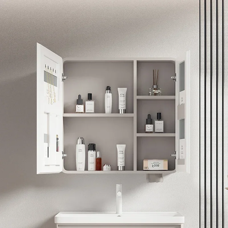 Aluinu Circular Arc Bathroo irror Cinet Sart Lighting er anity irror Paper Extraction Hole Bathroo Furniture FYBC