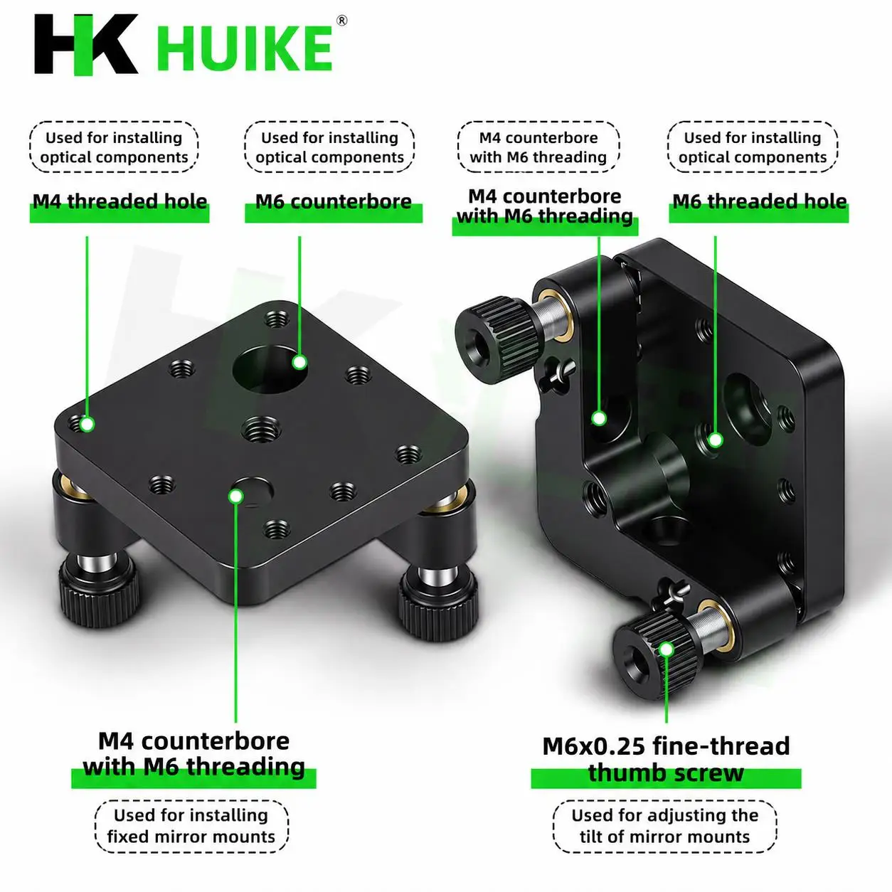 Optical Prism Frame 2D Adjustable Mounting Platform, Cube Beam Splitter Fixed Adjustment Bracket, 1/2 Inch