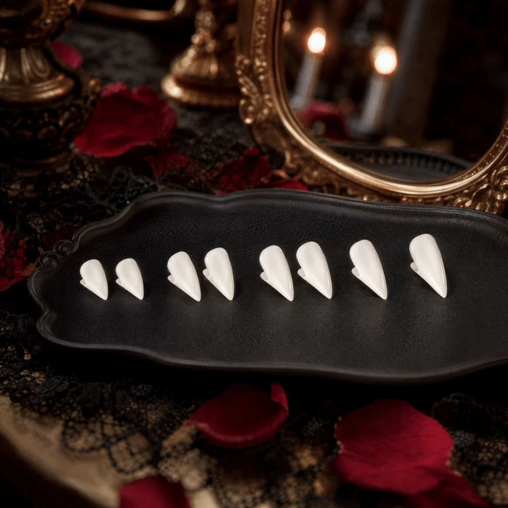 1/4Pair Cosplay Fangs Resin Halloween Fangs Reusable Solid Gel Zombie Teeth Realistic Teeth Scary False Teeth Cosplay Costume