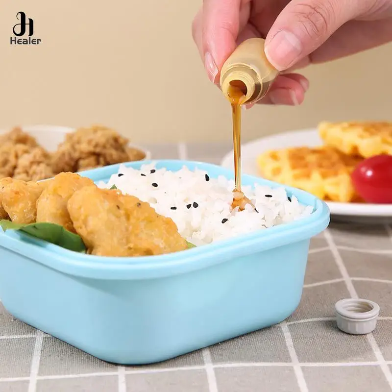 4Pcs Mini Cute Pattern Sauce Box Squeeze Bottle Cartoon Tomato Honey Condiment Container For Kids Lunch Box Accessories