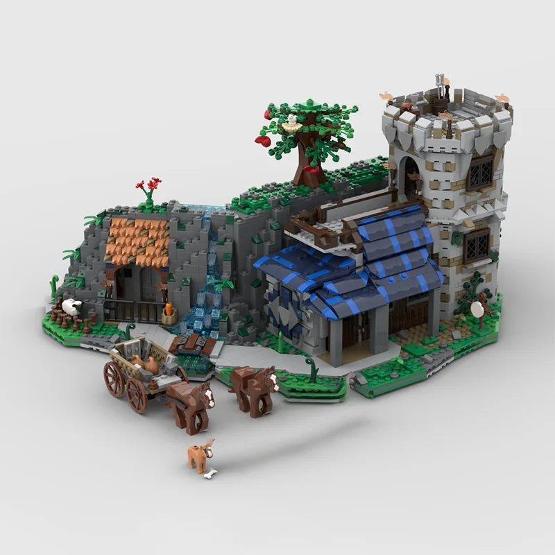 

2891 шт., европейская средневековая уличная модель MOC Rockwell Castel Outpost, креативные идеи «сделай сам», детская сборка, игрушка в подарок, кирпичный блок