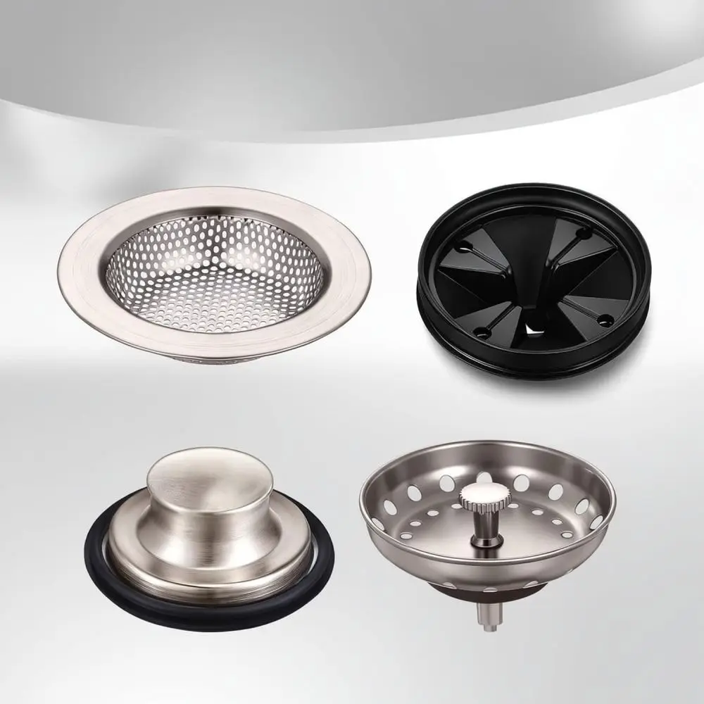 Stainless Steel Kitchen Sink Drain Stopper Filter Garbage Disposal Splash Guard Accessory Set For Daily Use