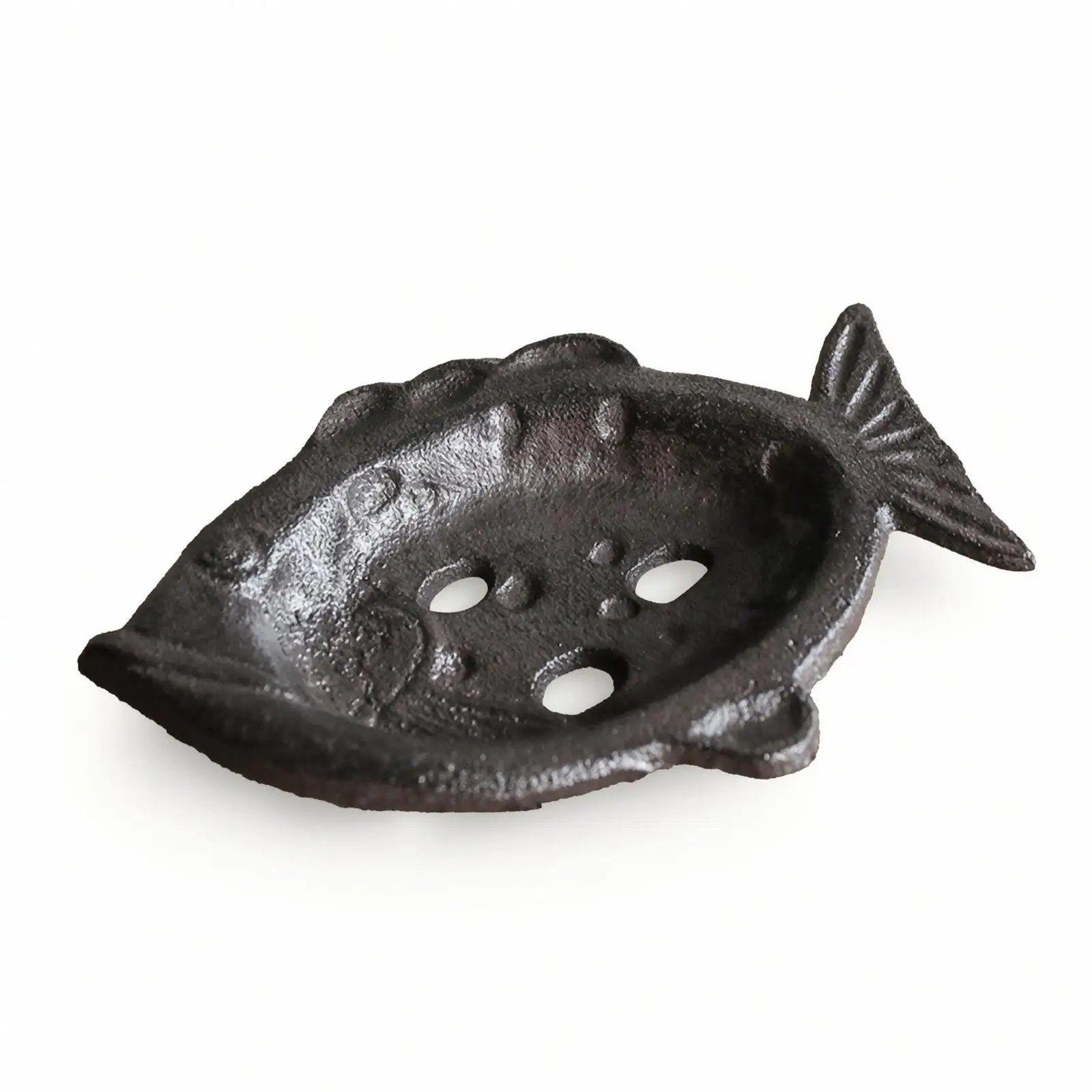 Metal Soap Holder for Bathroom Sink with Drainage Holes Carp Design Cast Iron Soap Rest for Shower Sponge Storage Tray