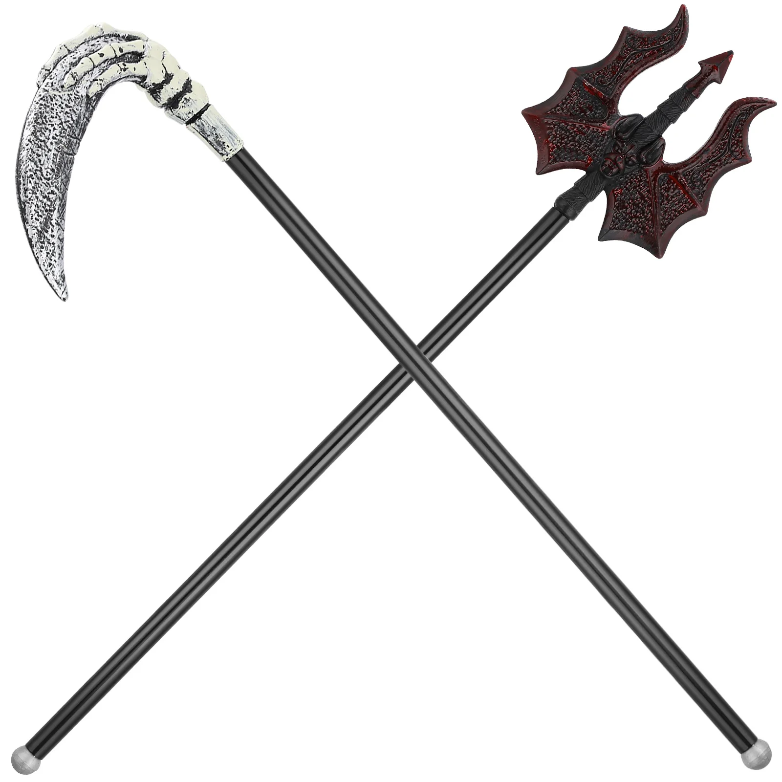 2pcs Demon Scythe Prop Halloween Costume Accessory Cosplay Plastic Cutter Party Decor Simulation
