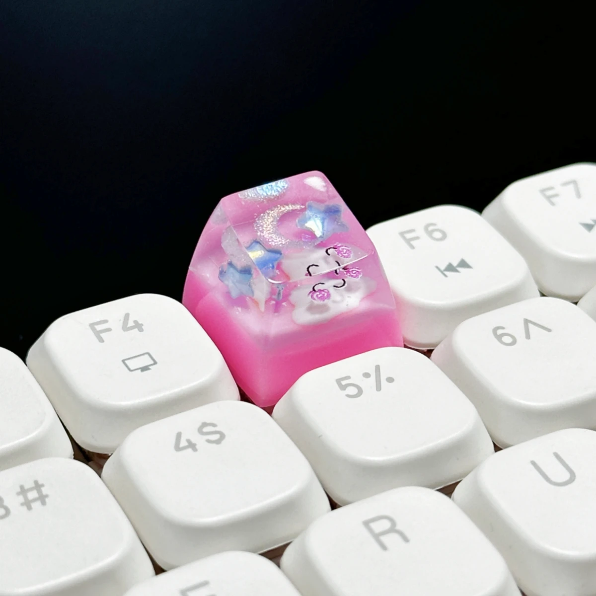 Original Resin Drip Glue Transparent Smile Sky Keycap Mechanical Keyboard Cross Axis Computer Peripherals view 5