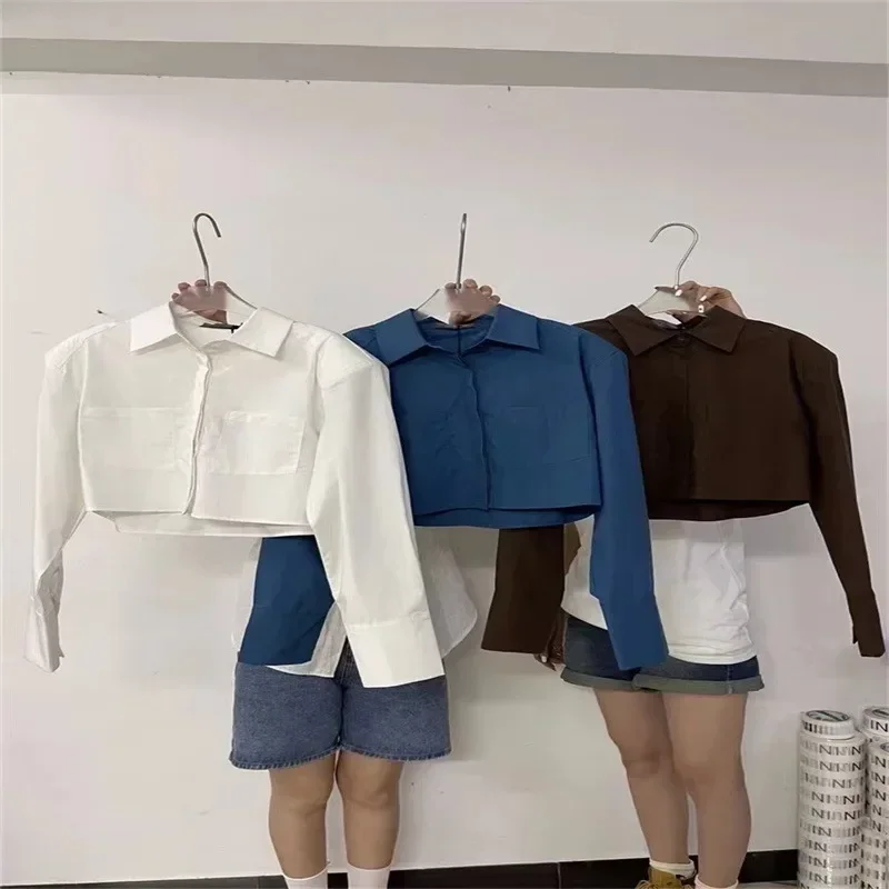 Children Shirts 3 To 16 Years Korean Style Fashion Long Sleeve Shirt White Blouse Toddler Kids Clothes Button Up Crop Top