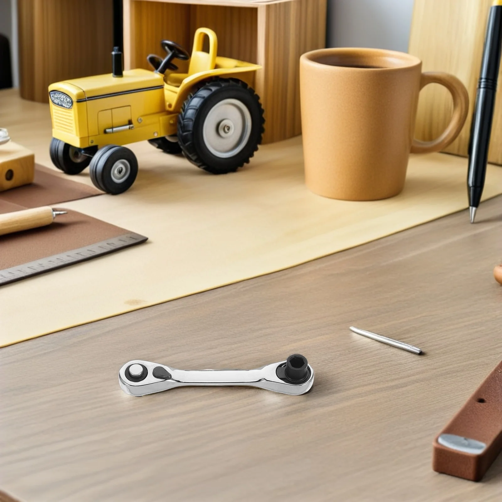 

2Pcs Mini Ratchet Wrench 72-Tooth Quick Release Mechanism Compact Short Handle Multifunction Spanner Tool for Automotive Repair