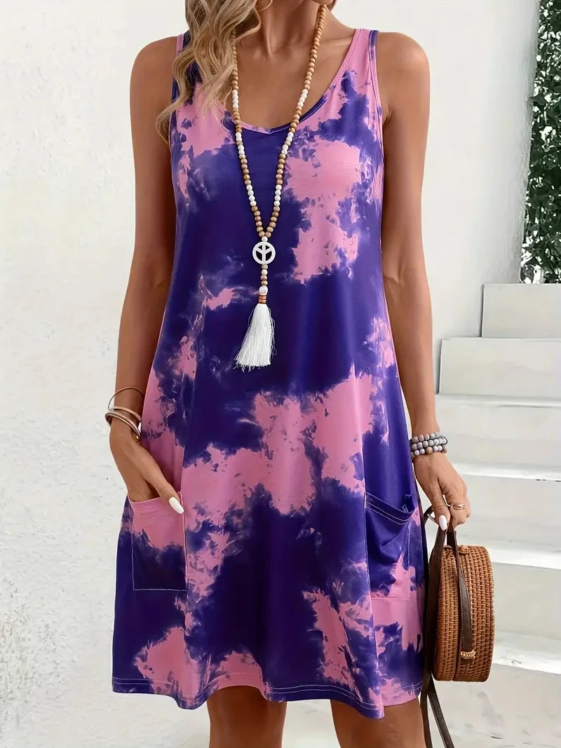 Женское платье-футляр с принтом, элегантное платье без рукавов для весны и лета, женская одежда