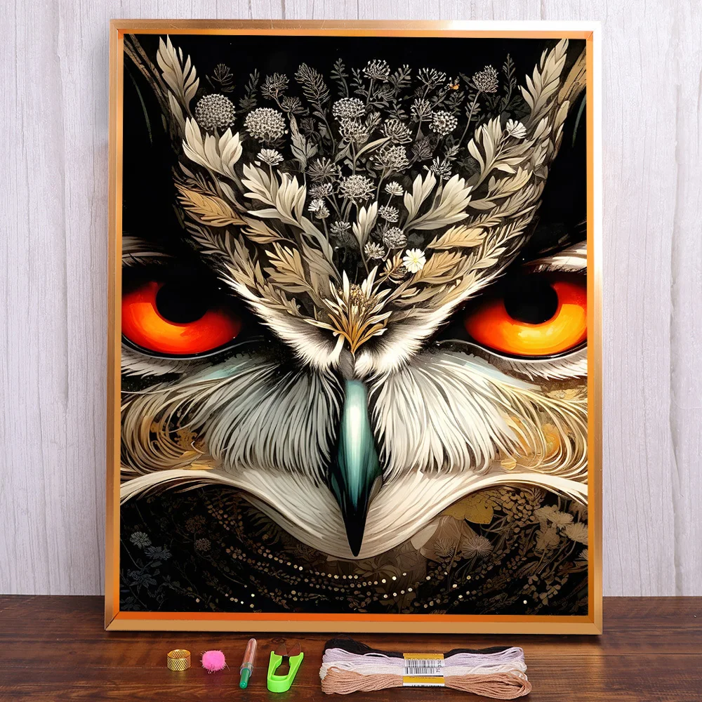 

Bird Owl Pre-Printed Cross Stitch Embroidery Complete Kit DMC Threads Needlework Handiwork Sewing Craft Magic For Adults Gift