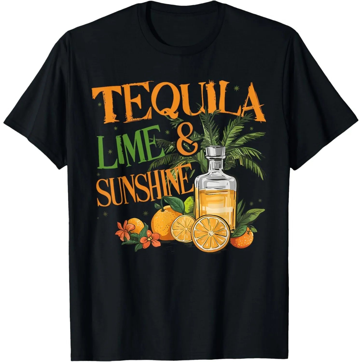 Tequila Lime And Sunshine Graphic Men's Cotton T-Shirt Breathable Daily Tee