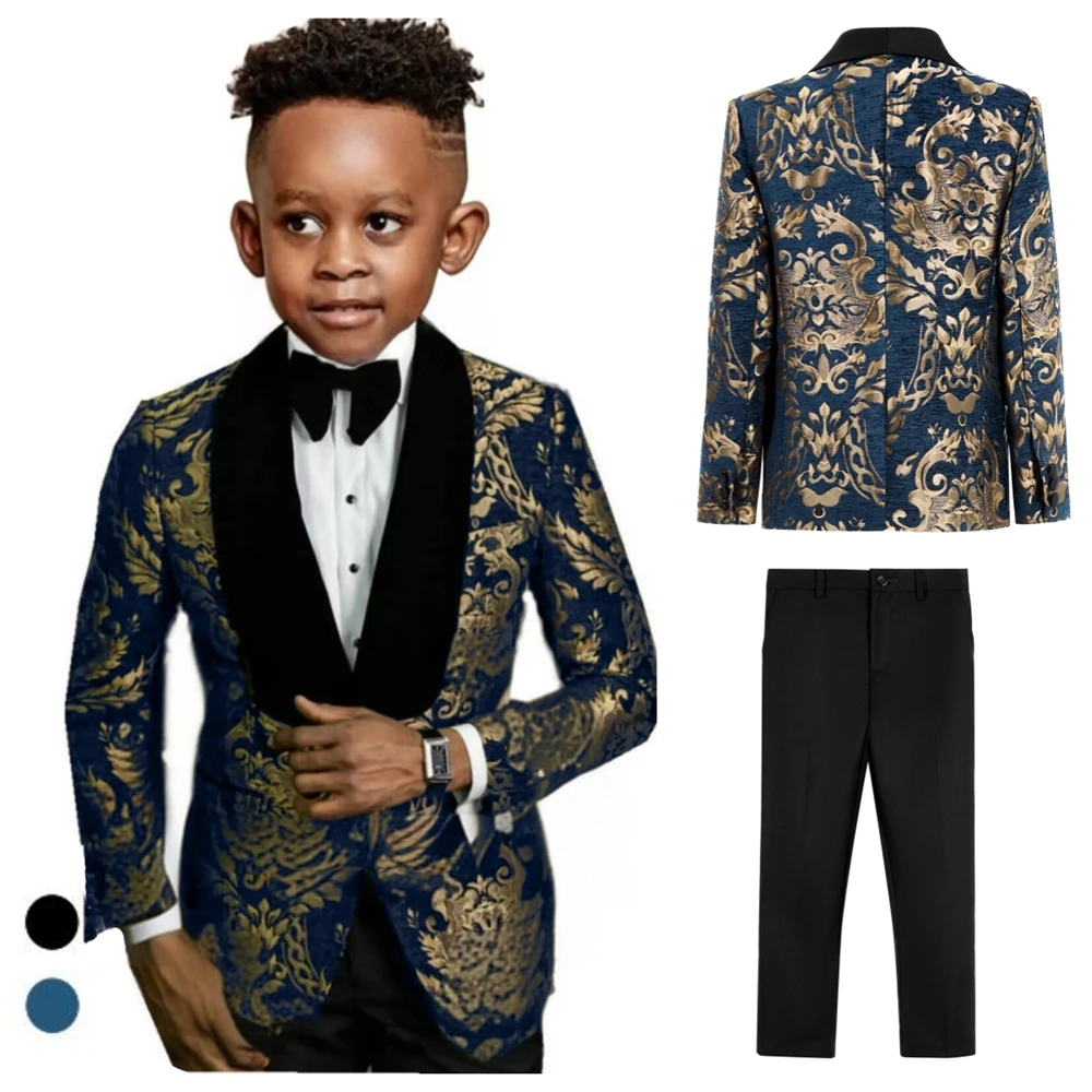 Fast Shipping 3-Piece Suit Set for Kids, Jacket Pants Bow-tie Set, Wedding Tuxedo Suits for Children, Boys Suit Set