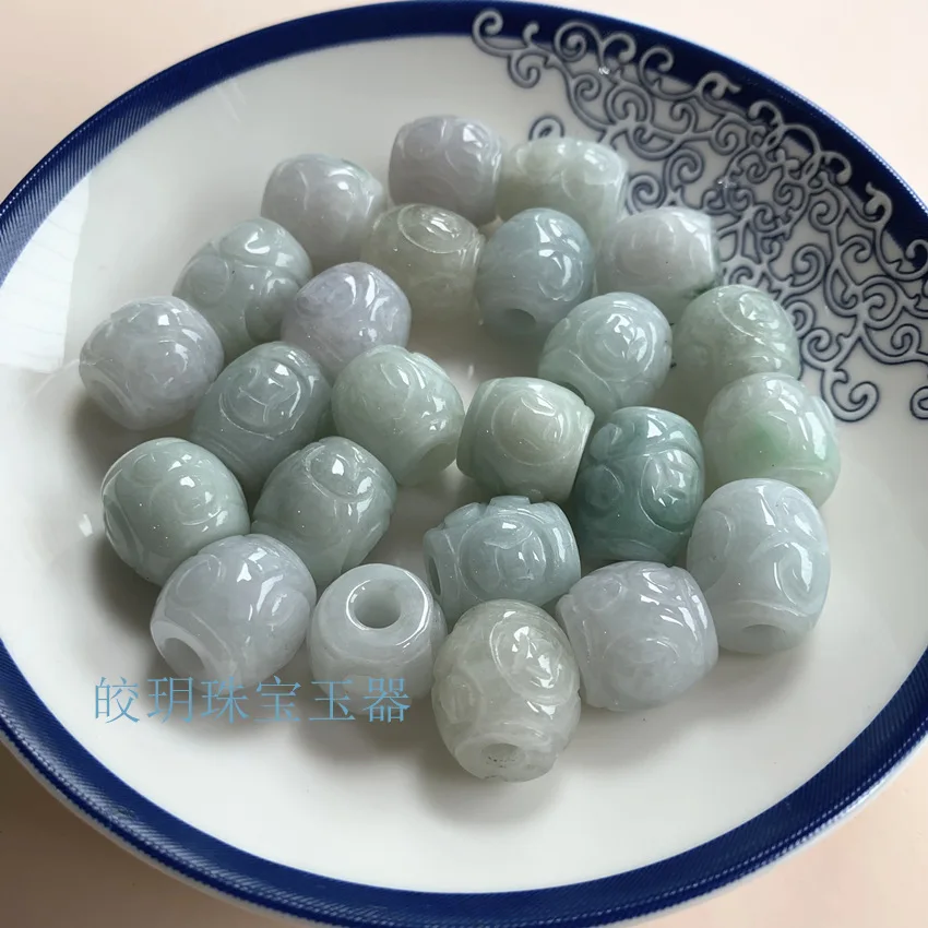 

10pcs Jadeite Dragon Column Loose Parts Old Pit Material Large Hole Jadeite Money Column Bracelet Collarbone Chain Accessories