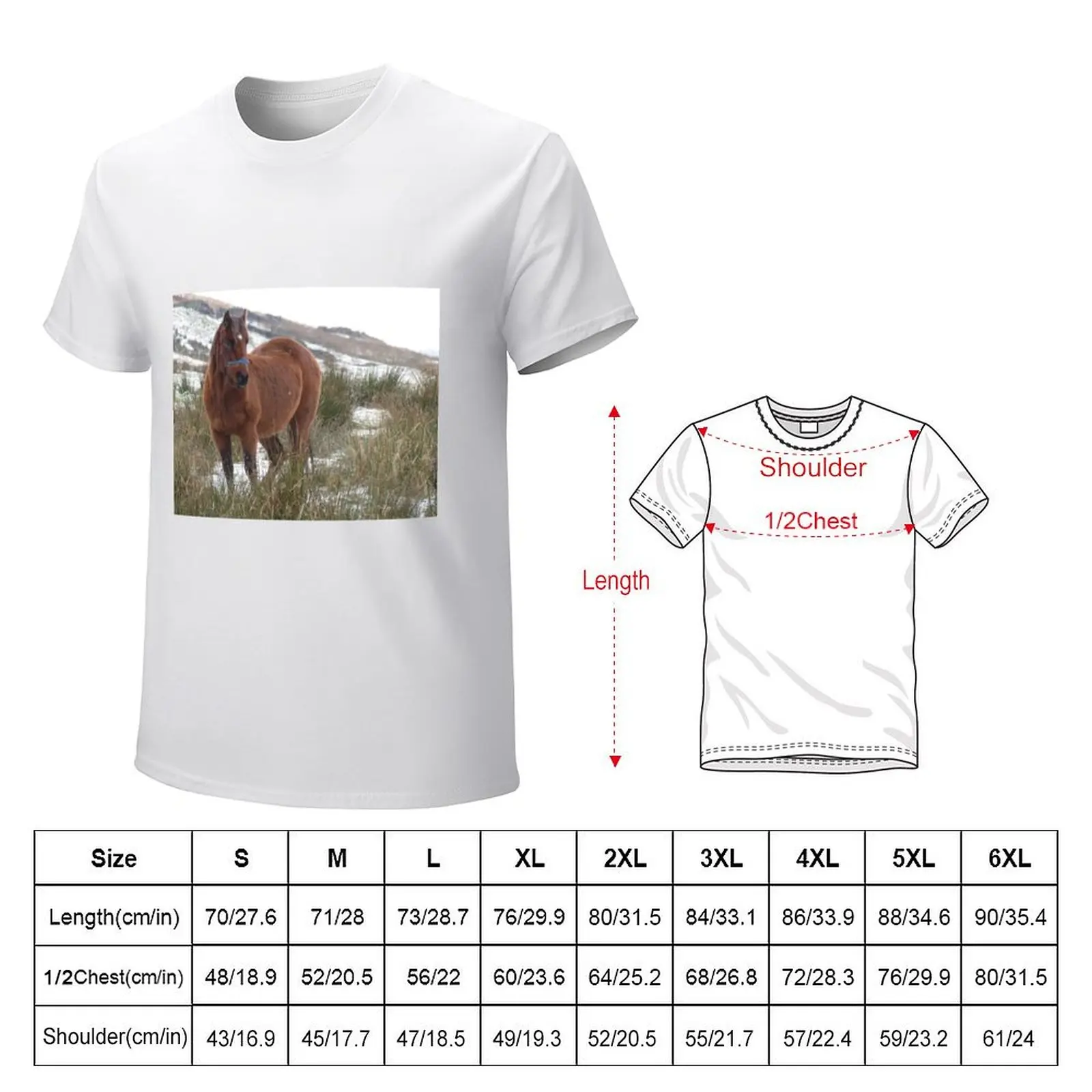 Horse in snow T-shirt Blouse aesthetic clothes for a boy plus sizes t shirts for men graphic