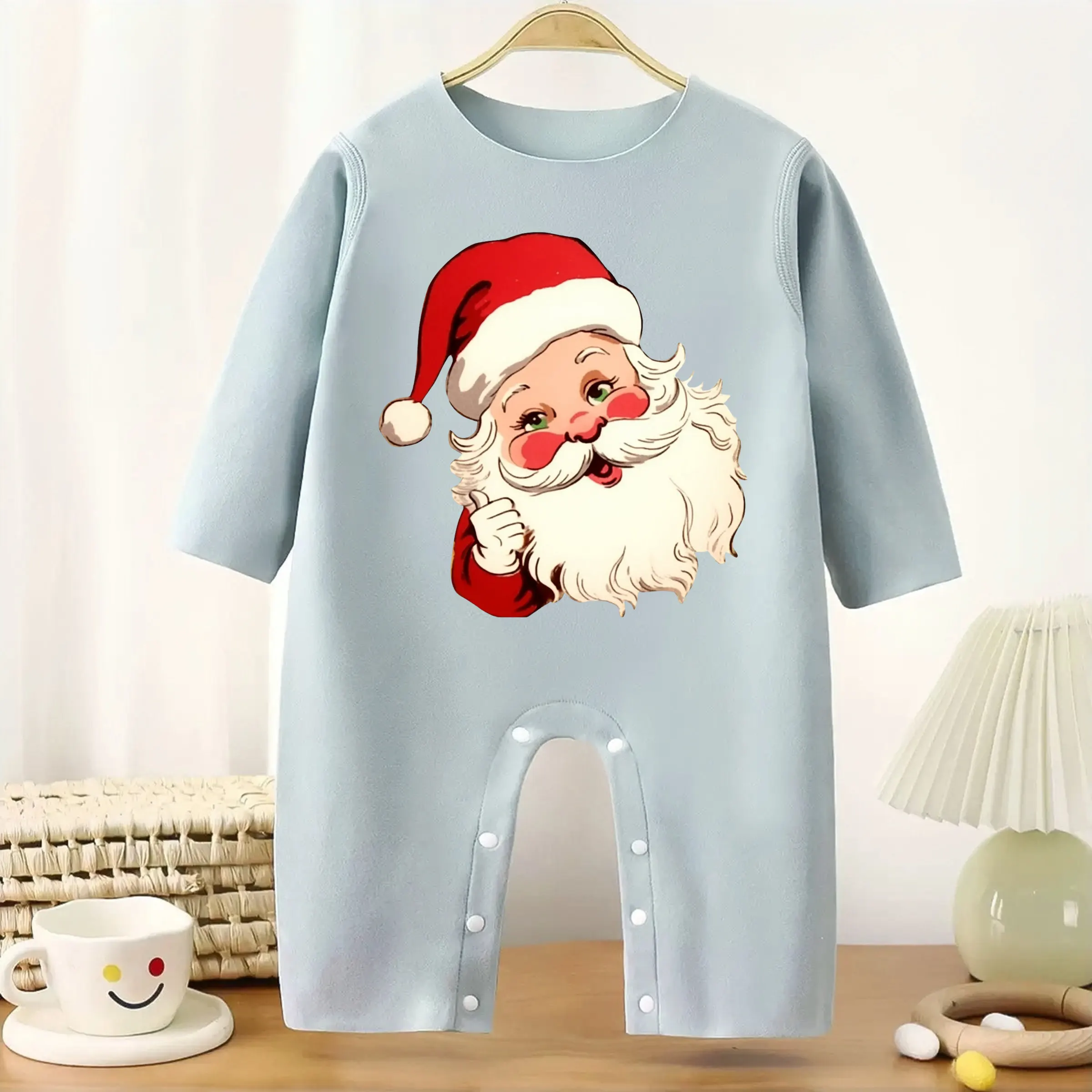 

MINISO Interesting Merry Christmas Baby Thickened Jumpsuit Infant Longsleeve Creeper Keep Warm for Height 60-90CM Baby Cloth