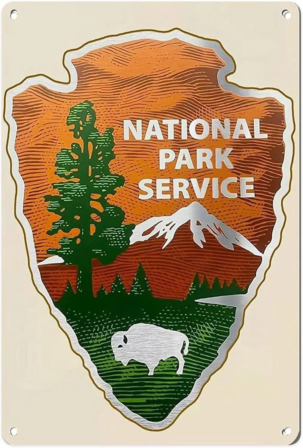 Metal Tin Sign Vintage National Park Service Rustic Retro for Home, Living Room, Garden, Bedroom, Office, Hotel, Cafe and Pub Wa