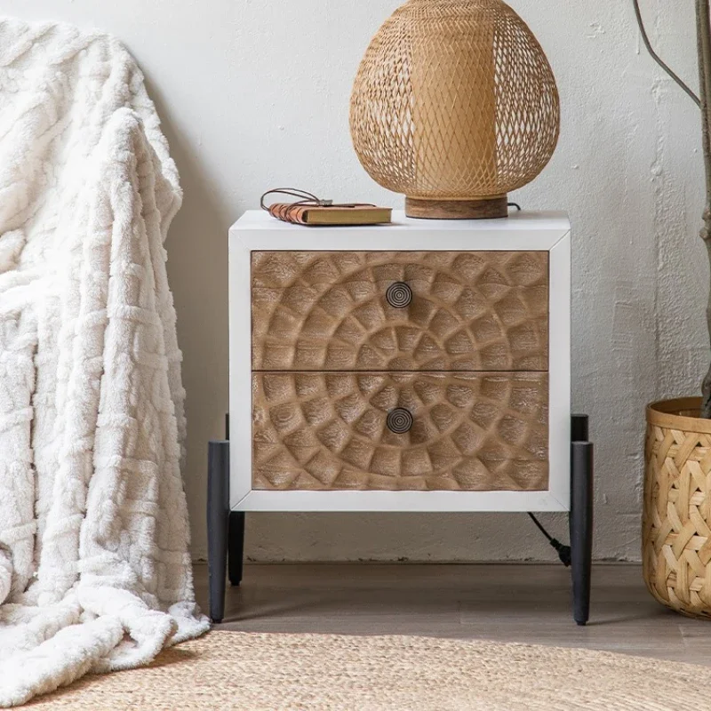 

French retro bedroom bedside table solid wood sofa side cabinet B & B hotel living room home storage cabinet