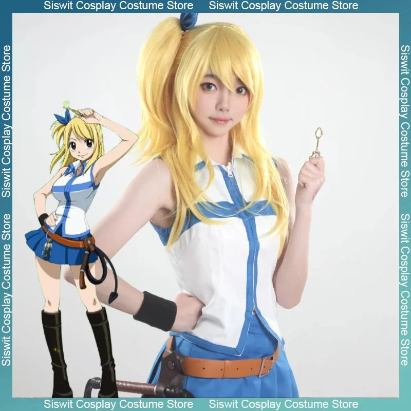 

Anime FAIRY TAIL Lucy Heartfilia Cosplay Costume Women JK Uniform Dress Headwear Set Role Play Halloween Carnival Party Outfits