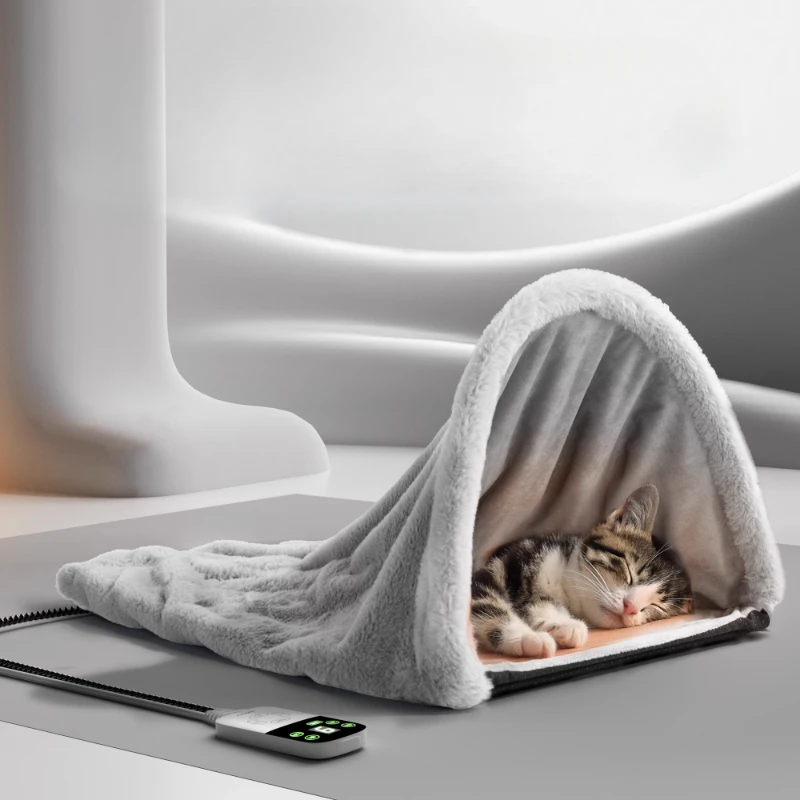 

Winter Warm Electric Blanket Constant Temperature Heating Cat Nest Semi Close Cover Pet Tent 9-level Adjustment Cat Sleeping Mat