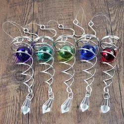 Rotating Crystal Gazing Spiral Tail Ball Pendant Wind Spinner Tails Hanging Decorative for Spinners Chime Outdoor Garden & Yard