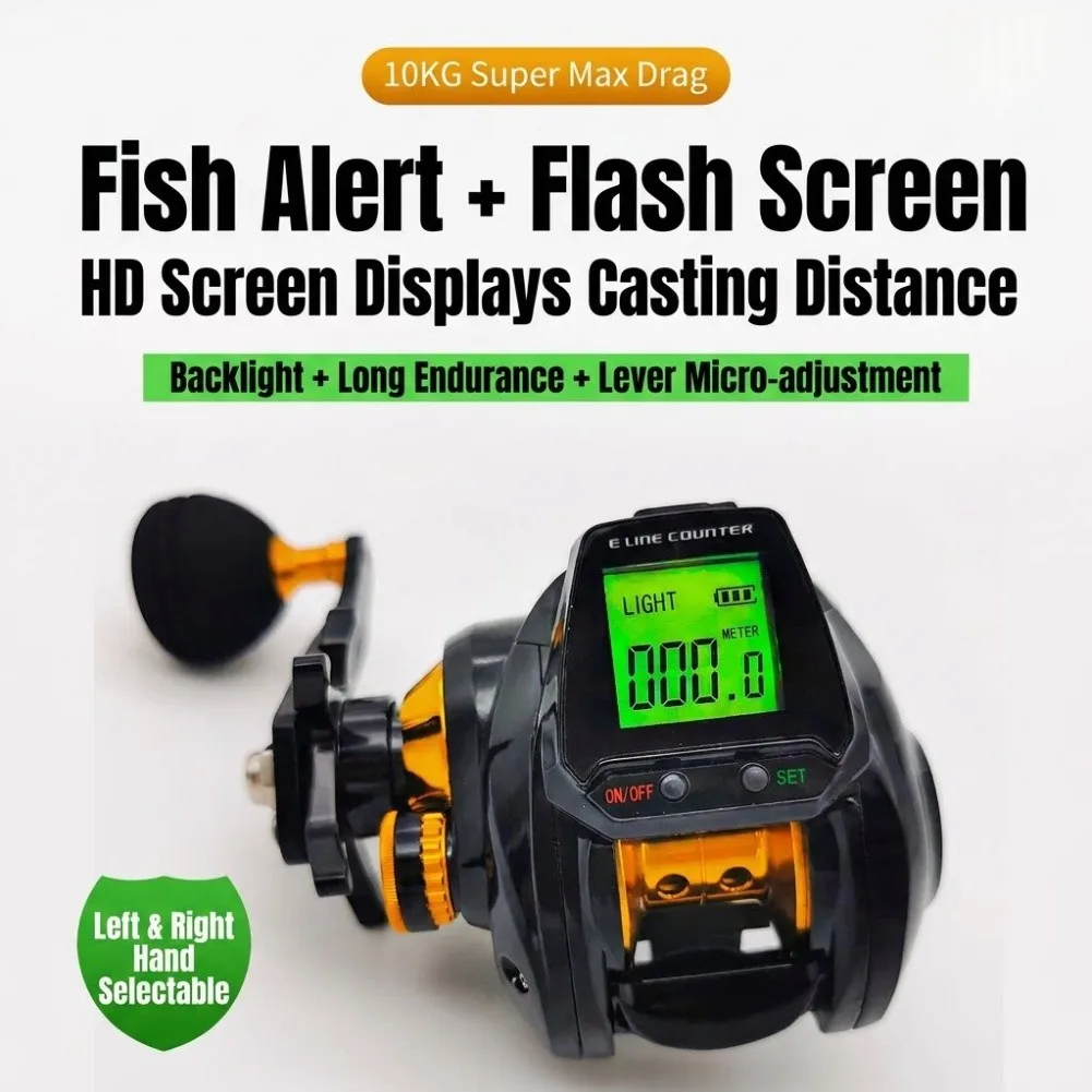 Digital Baitcasting Reel 7.2:1 10KG 5+1BB Deep Spool Fishing Reel With Electronic Line Counter For Bridge Boat Fishing Accessory