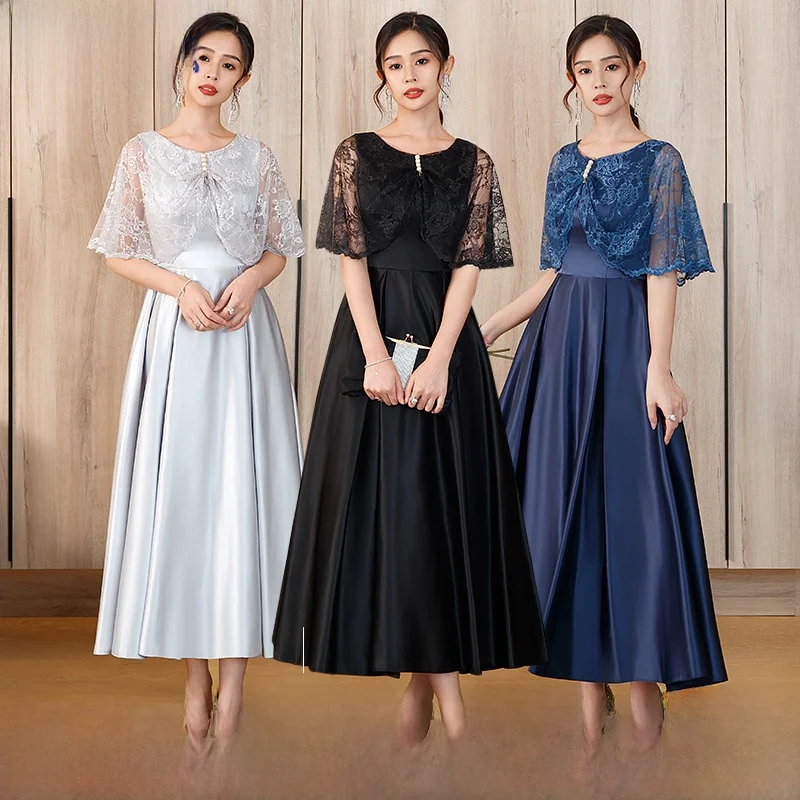 

Элегантное вечернее платье с кружевом и эффектом утягивания талии, универсальное повседневное платье из синтетического волокна, производство Китай.