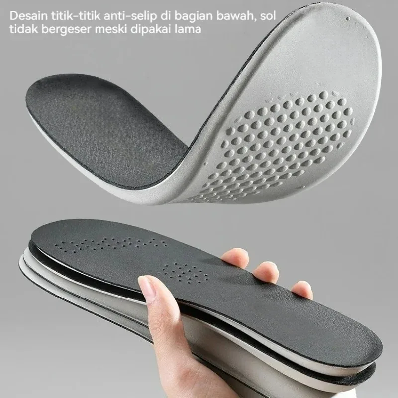 1 Pair Leather Latex Sports Insoles Soft Comfortable Shock Absorbing Plantar Fasciitis Template Inserts For Men Women Shoe Pads