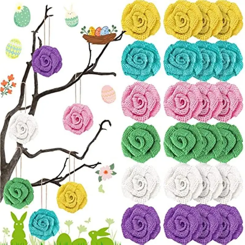 

24PCS Summer Tree Decorations Easter Wreaths Twine Floral Decorations Tree Hanging Decorations Party Twigs Tree