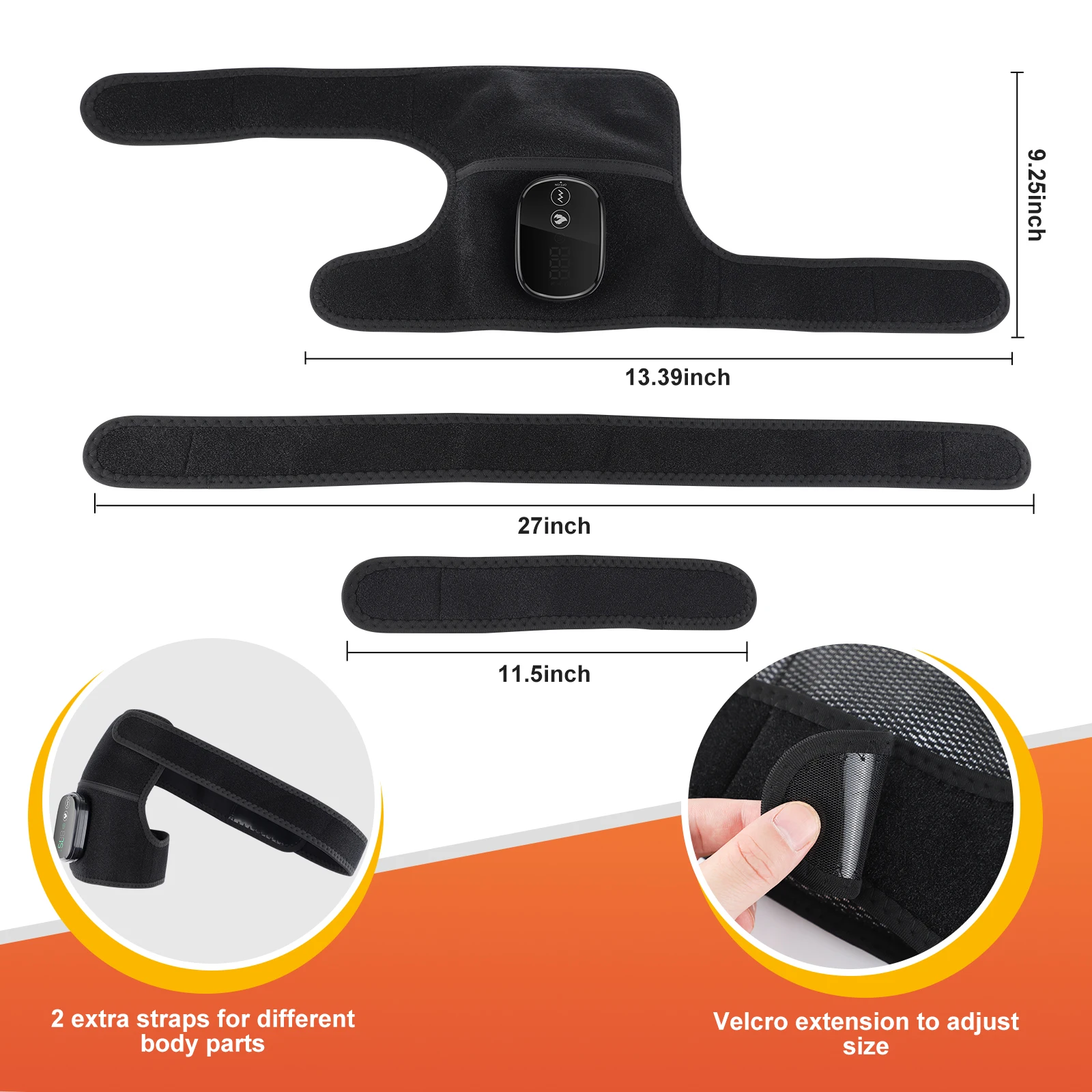 Heated Vibrating Knee Pads for Joint Far-infrared Knee,Shoulder & Elbow Pad 3 in 1 Brace Hot Compress USB Charging Warmer Strap