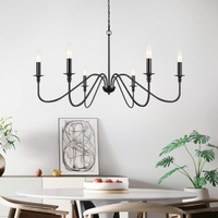 Retro Loft Living Room Chandelier Lighting E14 Vintage American Style Black/Gold Ceiling Chandelier Household Dining Room Light