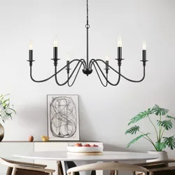 Retro Loft Woonkamer Kroonluchter Verlichting E14 Vintage Amerikaanse Stijl Zwart/Goud Plafond Kroonluchter Huishoudelijke Eetkamer Licht