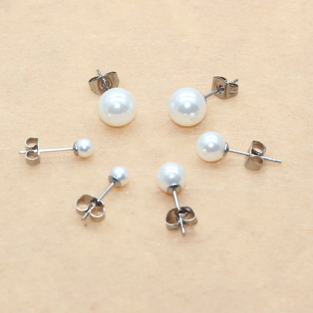 

Titanium Nature Pearls Stud Earrings The Metal is 316L Stainless Steel No Fade Allergy Free