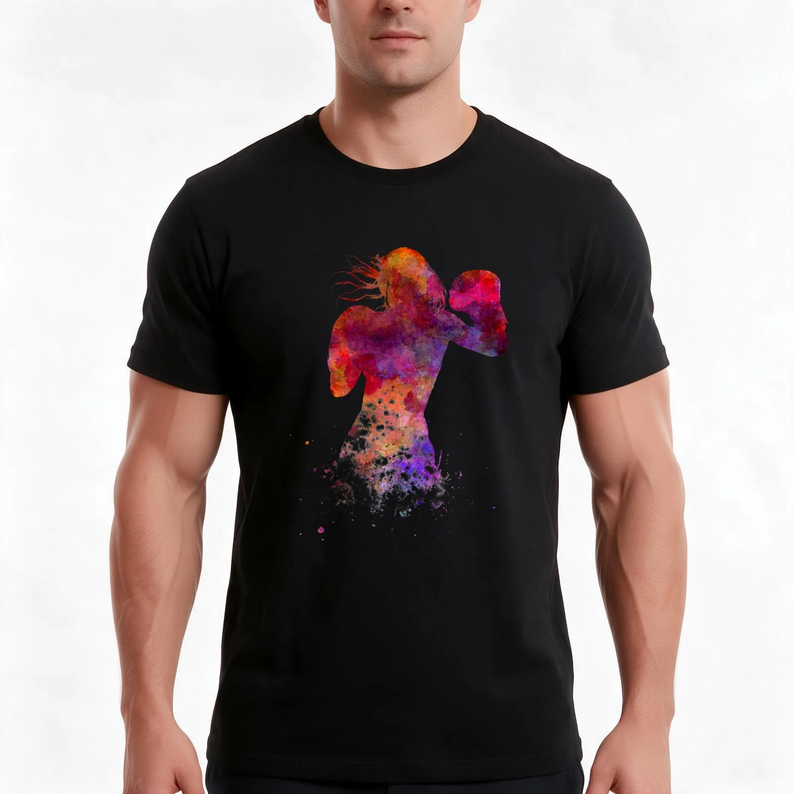 woman boxer boxing kickboxing silhouette isolated 02 T-Shirt, Summer Casual Cotton Tee, Oversized Streetwear Tops, 100% Cotton