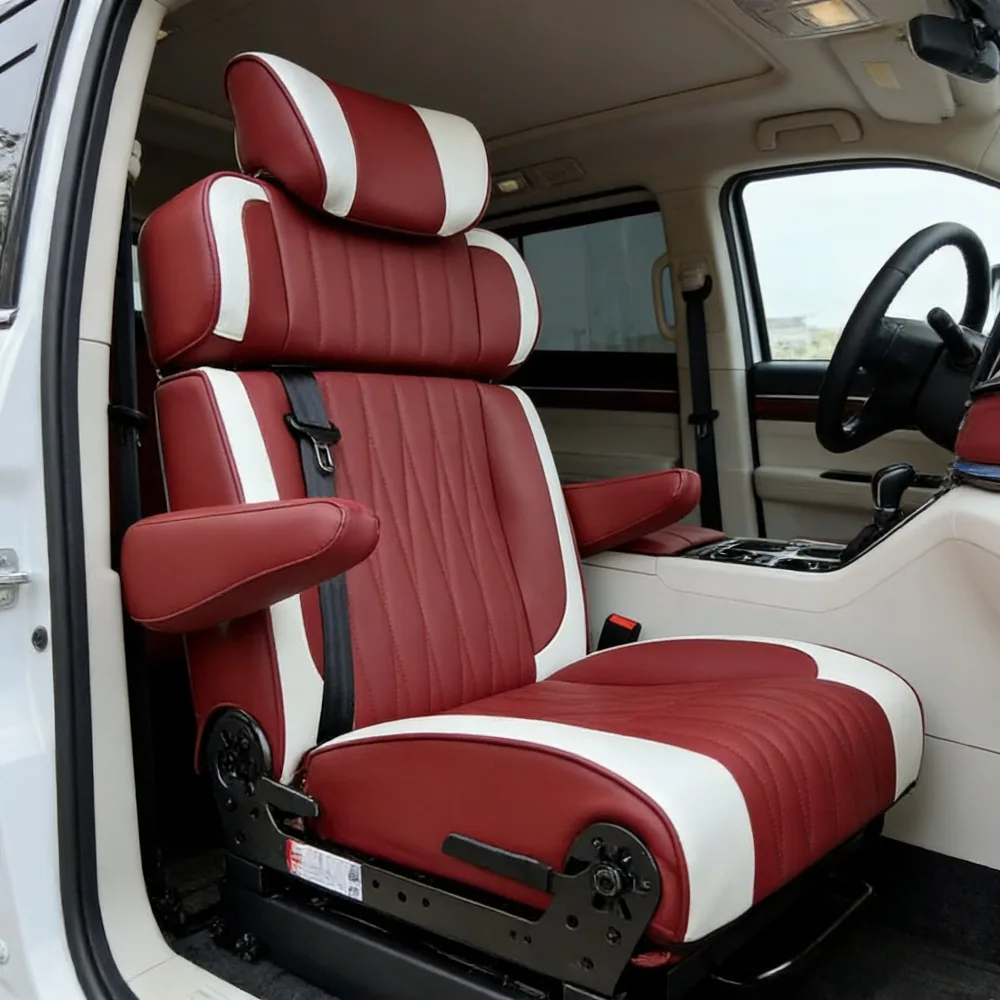 Custom Luxury MPV RV Motorhome Passenger Leather Campervan Seat Adjustable Backrest and Armrest Modified Car Seat Interior Parts