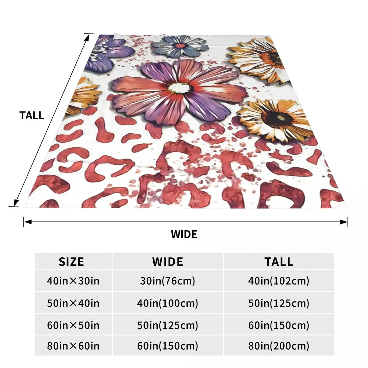 Bright Flowers And Pink Leopard Print Blanket Flannel Sofa Throw Blanket Multi-function for Couch Bedding Throws Bedspread Quilt