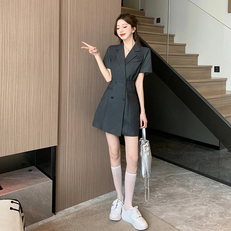 Yanling Summer Women's French Style Small A- line Dress New Texture High Sense Show Thin Black Suit Skirt