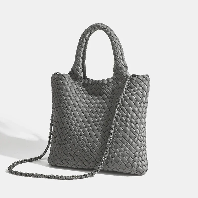 

Luxury Woven Tote Handbag Nylon Shoulder Bag Women Original Quality Medium Size