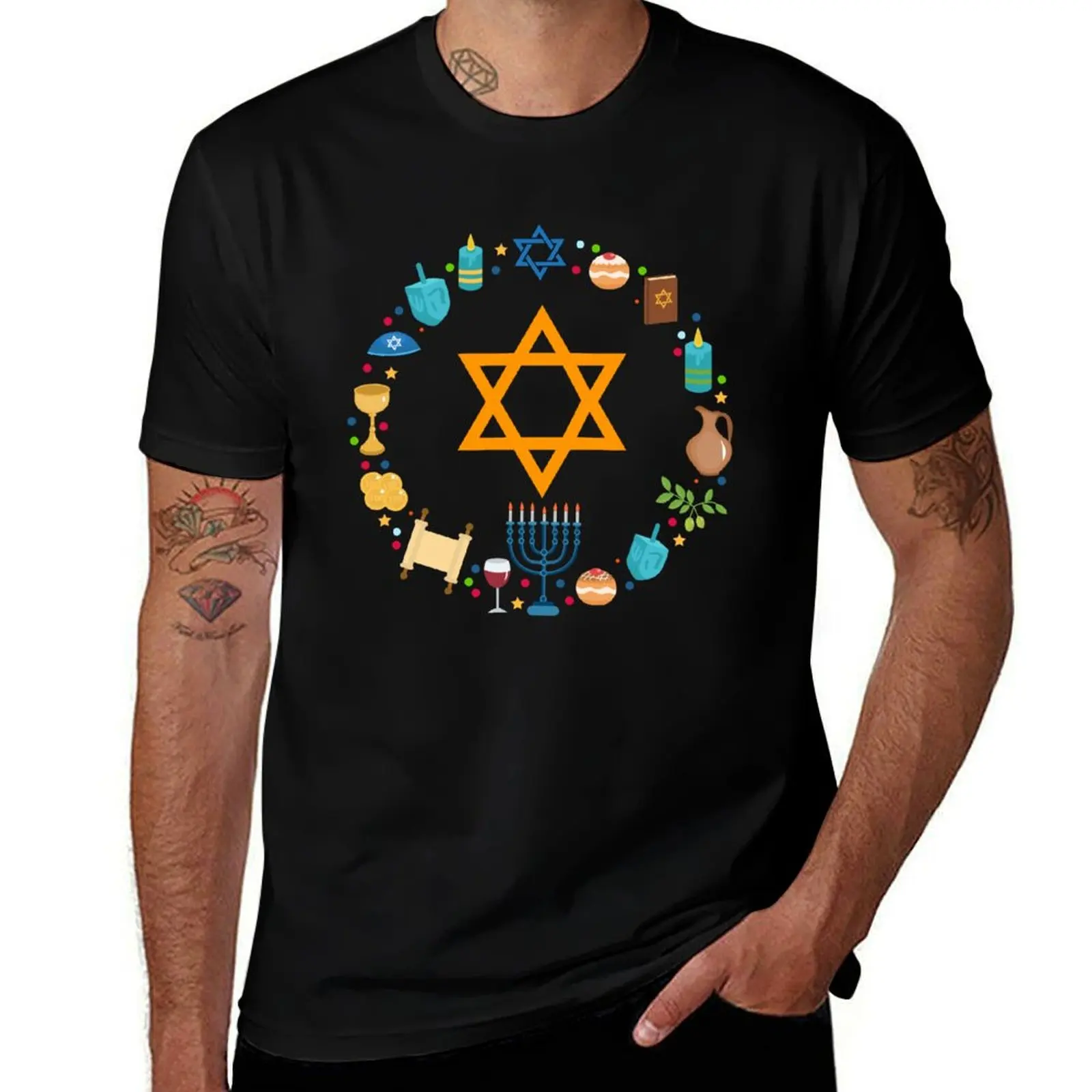 

cotton a for men for man t casual fun Hanukkah cotton , T-Shirt 100% cool shirts man t shirt shirts men t Happy