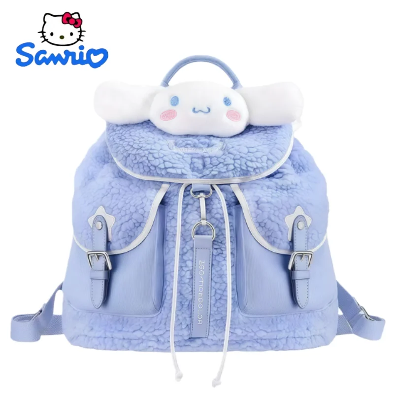 Plecak Sanrio Cinnamoroll Torba Studencka typu Bucket Duża Pojemność i Uroczy Plecak Podróżny Pluszowy Prezent dla Dziewczynek na Festiwal
