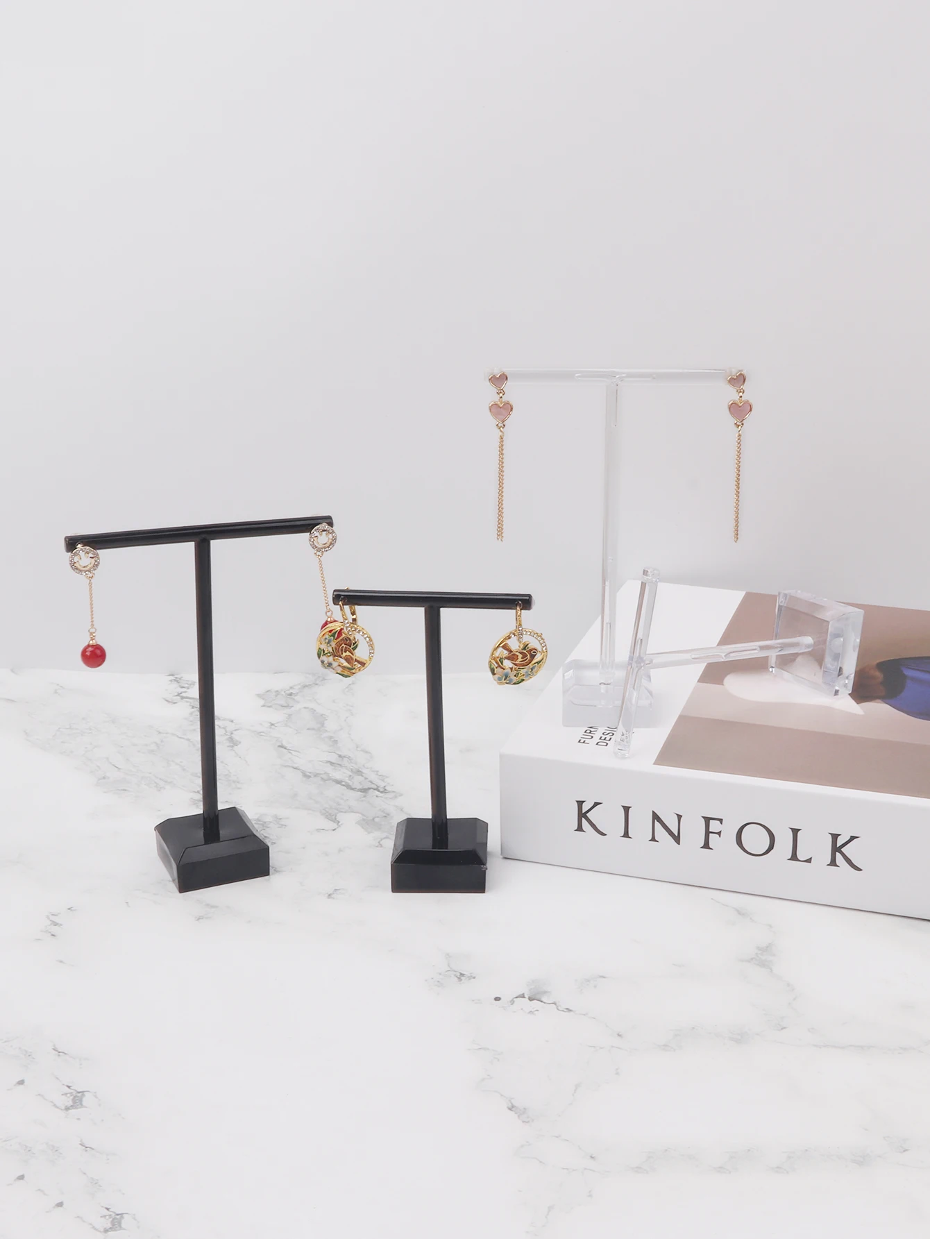 Jewelry Display Rack T Shape Stand for Charms, 2 Pcs Set
