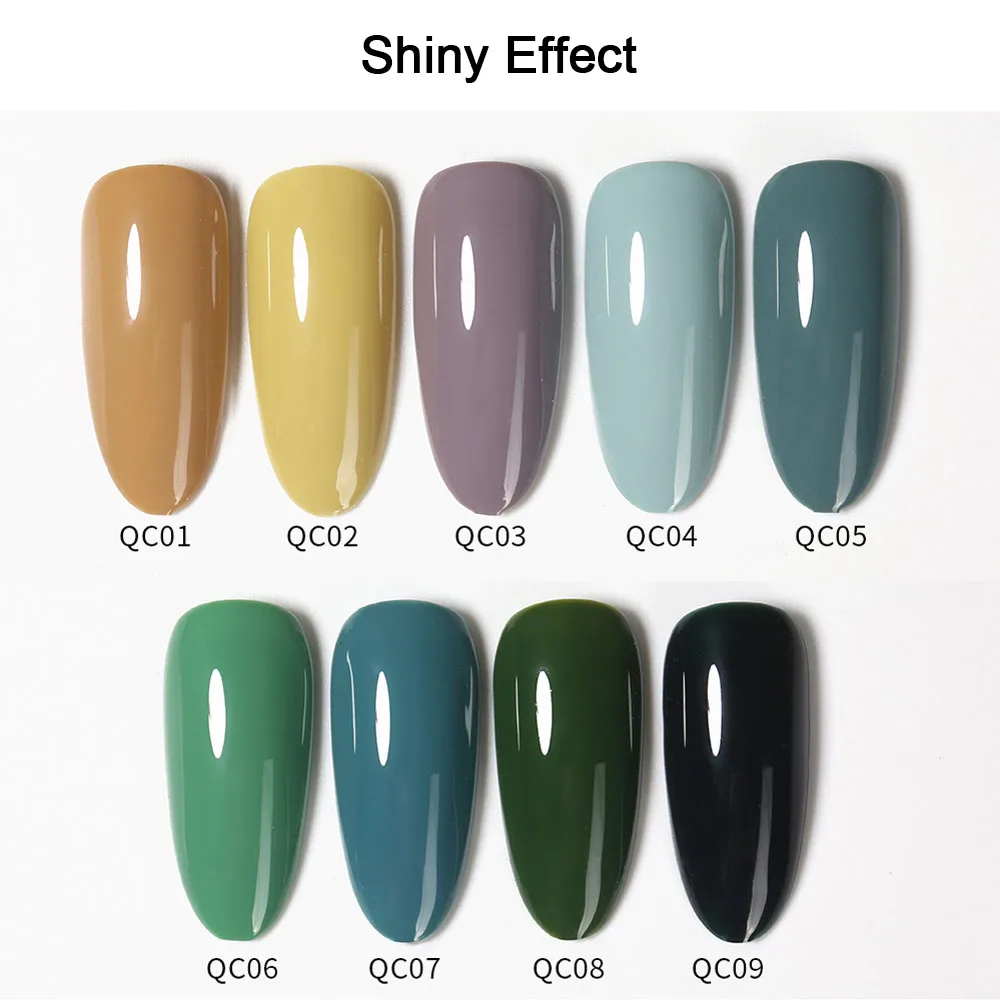 Vendeeni 9 Colors/set Green Series Gel Nail Polish UV LED Soak Off Autumn Pure Color Nail Art Gel Lacquer Salon Manicure Varnish