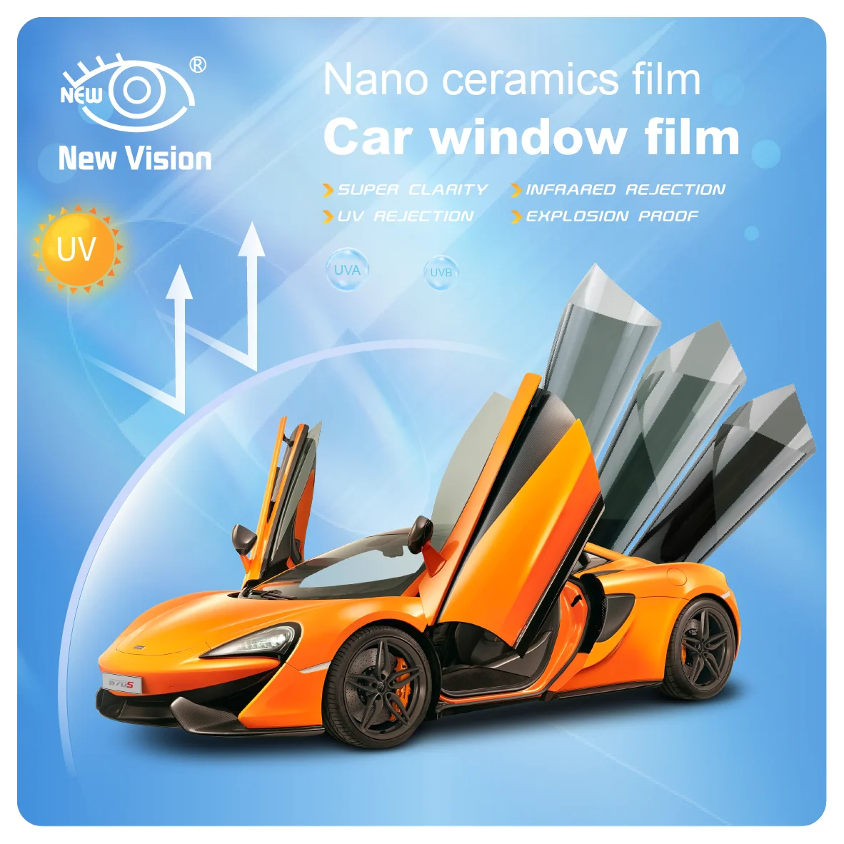 Película de tinte Solar para ventana de coche, Nano cerámica HD de alta resistencia al calor, Protector UV 99%, 76cm x 3m, IR90 %