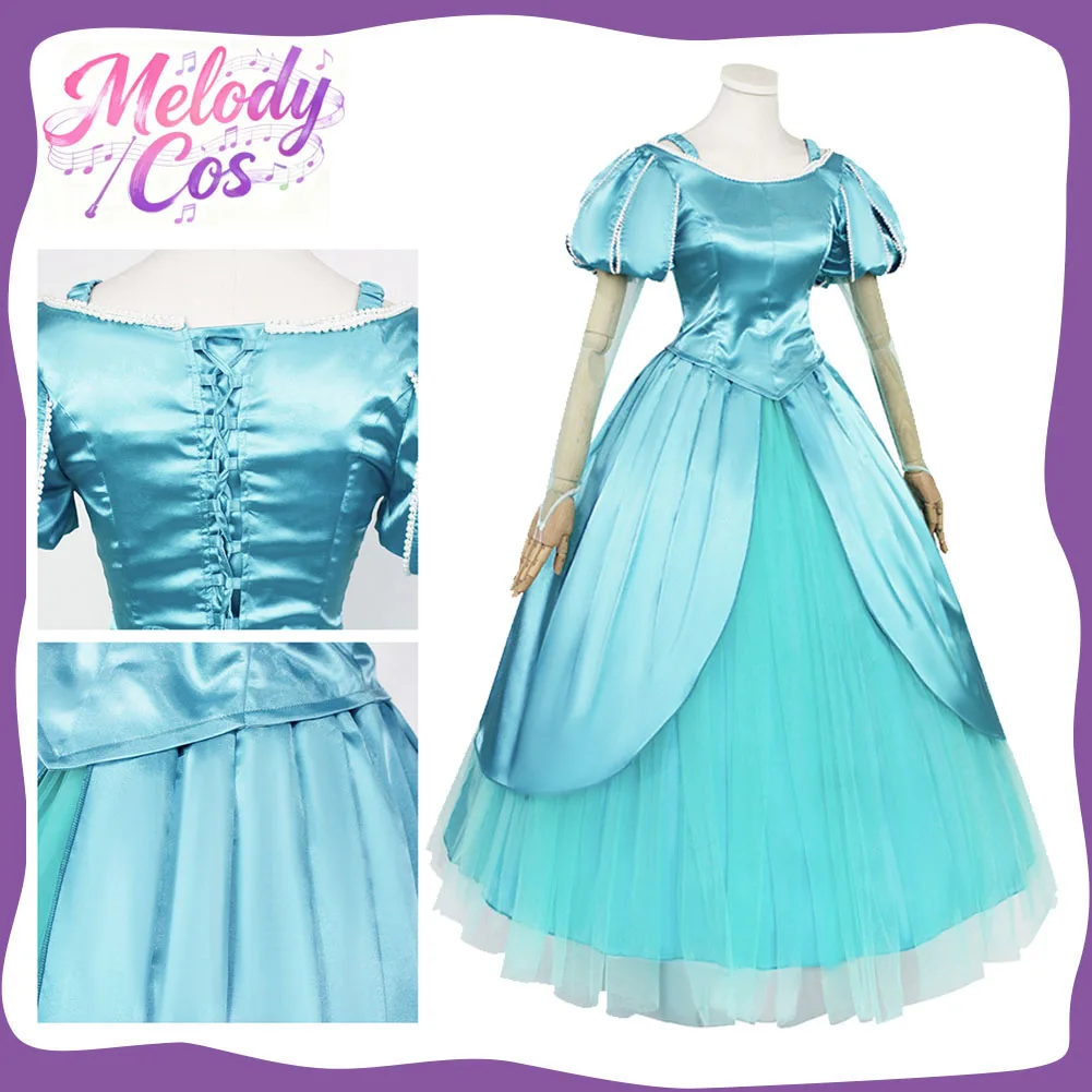 

Ariel Cosplay Blue Dress Costume Little Movie Roleplay Mermaid Disguise Adult Women Halloween Carnival Party Dress Up Suit