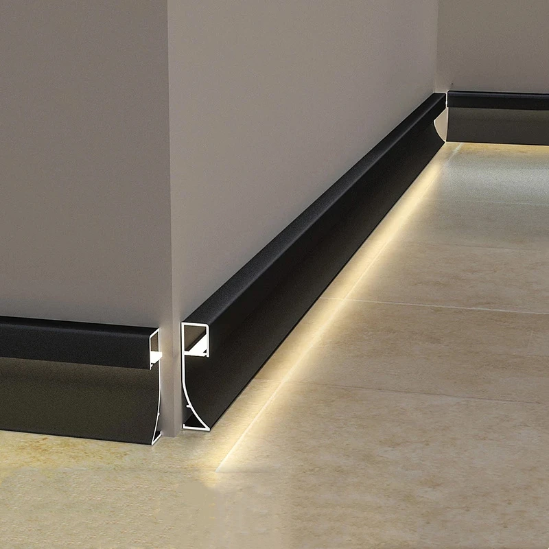 50mm 80mm LED Skirting Line Light Aluminium Profile Suface Mounted Metal Wall Baseboard Decor Linear Lamp For Living room Aisle