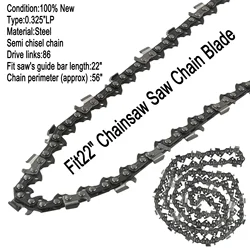 22 Inch Chainsaw Semi Chisel Chain For 0.325in LP .058 Gauge 86DL Drive Link Chainsaw Saw Chain Blade For Cutting Wood