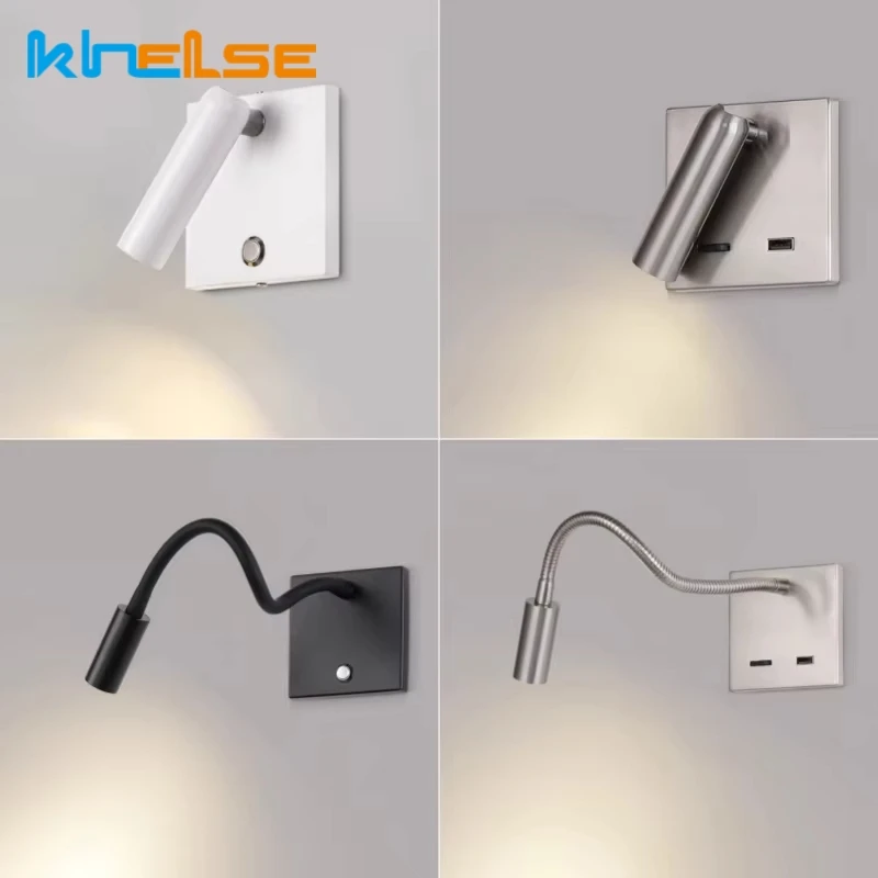 86 Box Recessed LED Wall Lamp with Switch Adjustable Bedroom Headboard Reading Light 3W Mini Spotlight Sconce Fixture AC110-240V